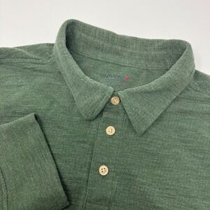 Untuckit Men's 2XL Long Sleeve Polo Shirt Green Cotton Blend Made in Peru